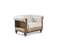 Chesterfield fauteuil van ecru linnen en katoen